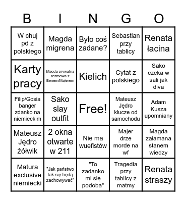 Piątek Bingo Card