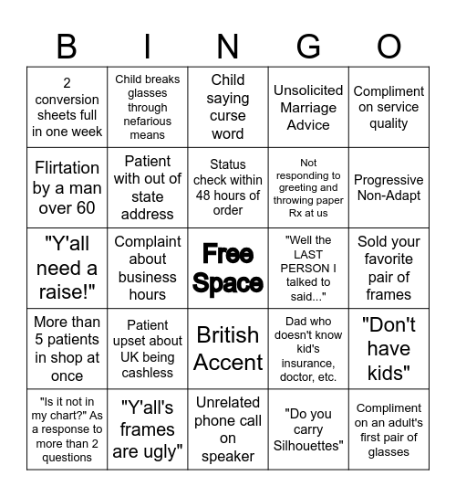 OpShop Bingo March 2025 Bingo Card