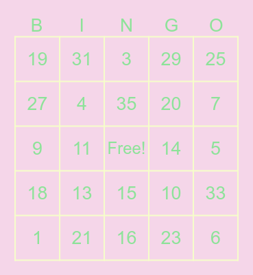 SPRING FLING Bingo Card
