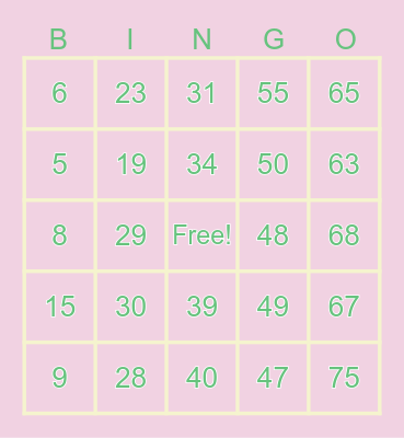 SPRING FLING Bingo Card