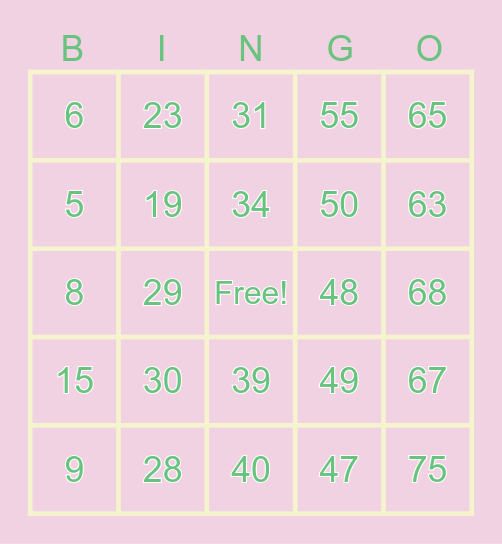 SPRING FLING Bingo Card