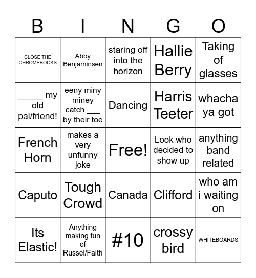 Morris Bingo Card