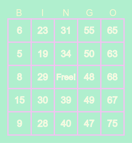 SPRING FLING Bingo Card
