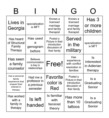 ECG 530 Introduction Bingo Card