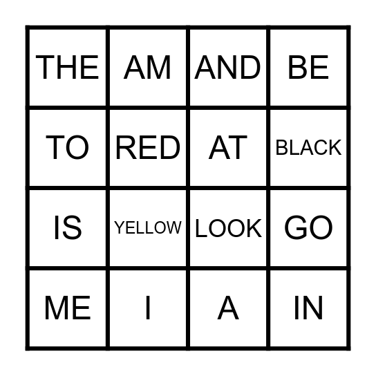 SIGHT WORDS Bingo Card