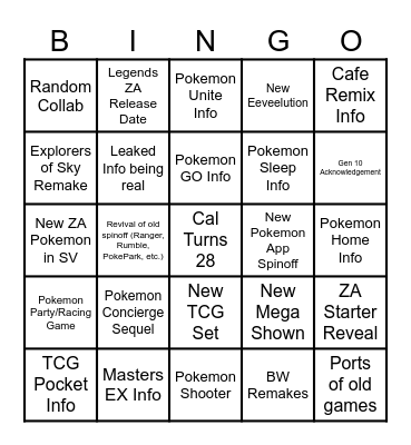 HoodlumCallum Community Pokemon Presents 2025 Bingo Card