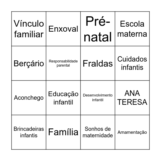 CHÁ DA ANA TERESA Bingo Card