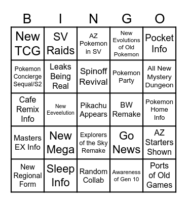 Pokemon Day 2025 Bingo Board Bingo Card
