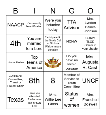 TLOD BINGO Card
