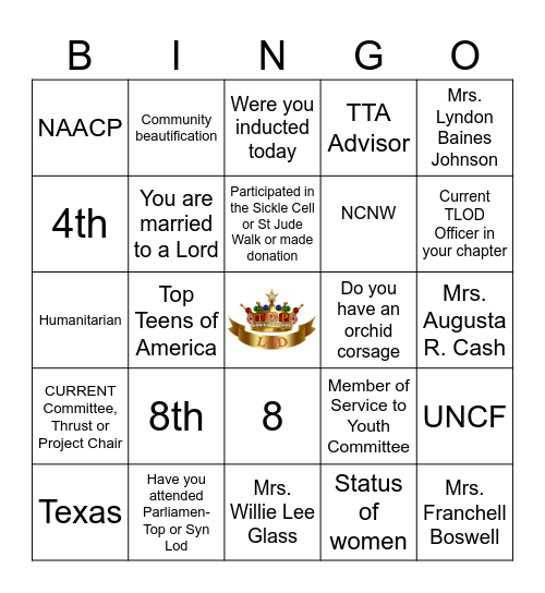 TLOD BINGO Card