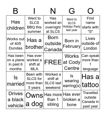 MINGLE BINGO! Bingo Card
