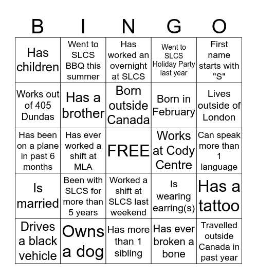 MINGLE BINGO! Bingo Card