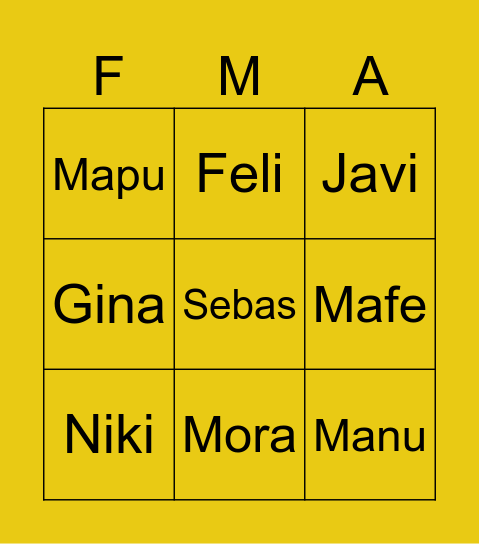 💛 Familia Amarilla 💛 Bingo Card