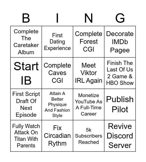 2025 Bingo Card Bingo Card