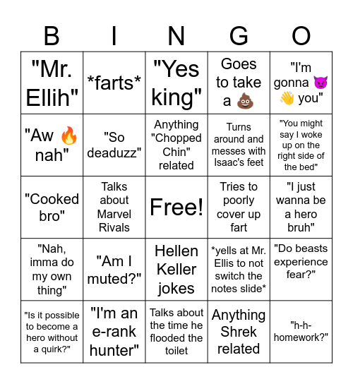 Sage Bingo Card