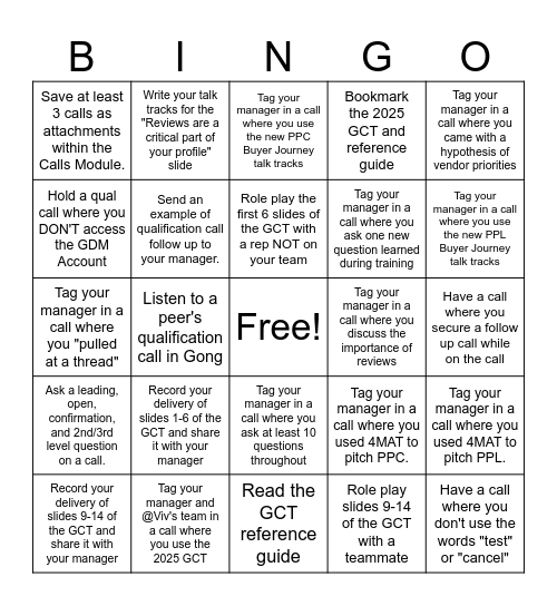 Qualification Bingo Card