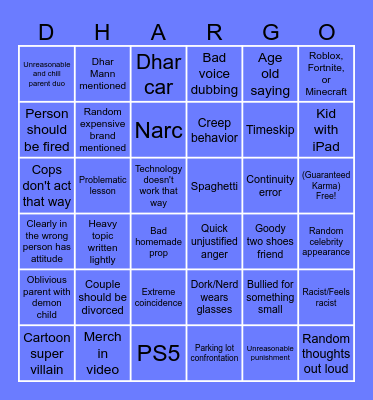 Dhar Mann Bingo Card