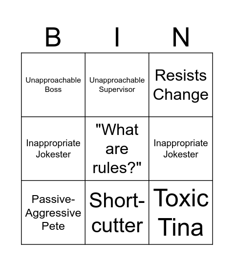 Problem Employees Bingo Card