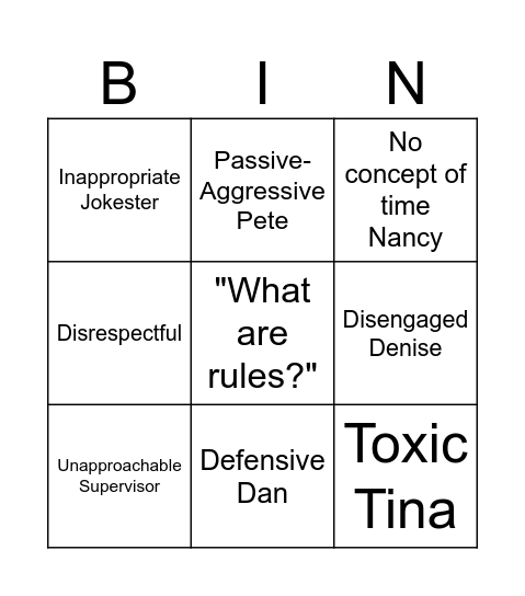 Problem Employees Bingo Card