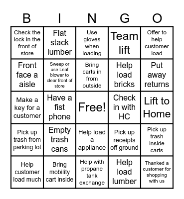 Lot BINGO Card