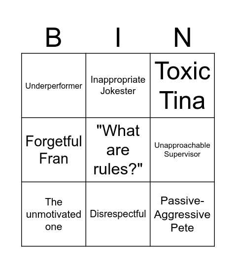 Problem Employees Bingo Card