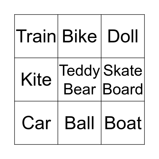 TOYS Bingo Card