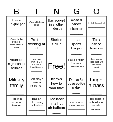 RFEM Bingo Card