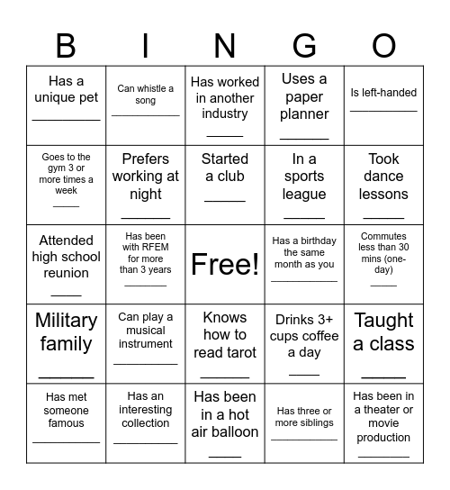 RFEM Bingo Card