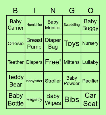 Baby Bingo Card