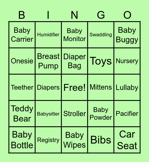 Baby Bingo Card