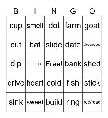 Multiple Meaning Words Bingo Card