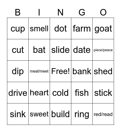 Multiple Meaning Words Bingo Card