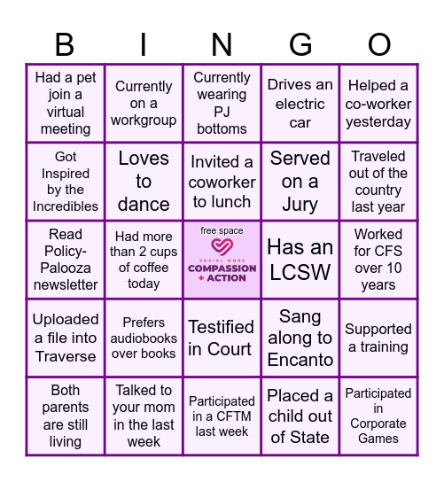 Happy Social Work Month!!! Bingo Card