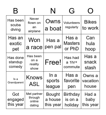 SUWANEE BINGO! Bingo Card