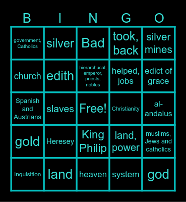 Spanish Bingo Card
