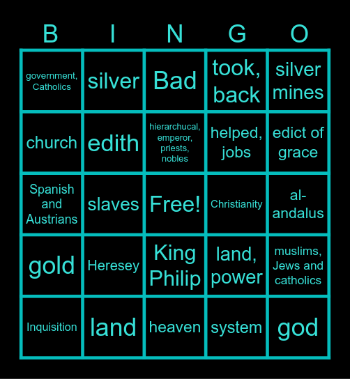 Spanish Bingo Card