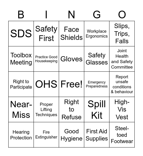 WTB SAFETY BINGO Card