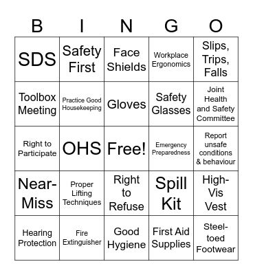 WTB SAFETY Bingo Card