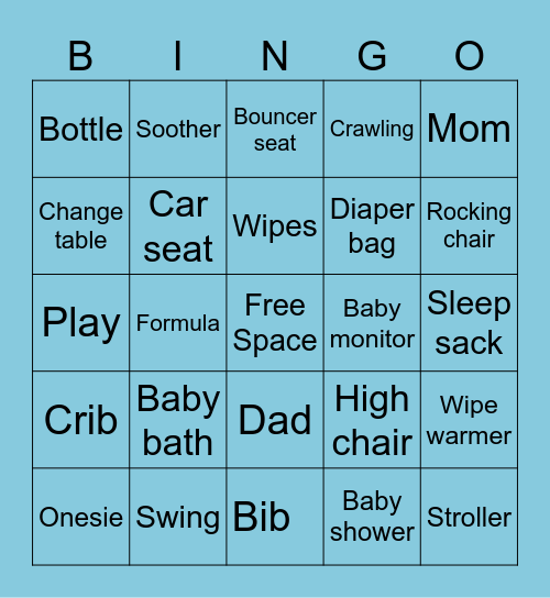 Baby Shower Bingo Card