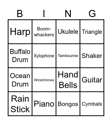 Instrument Bingo Card