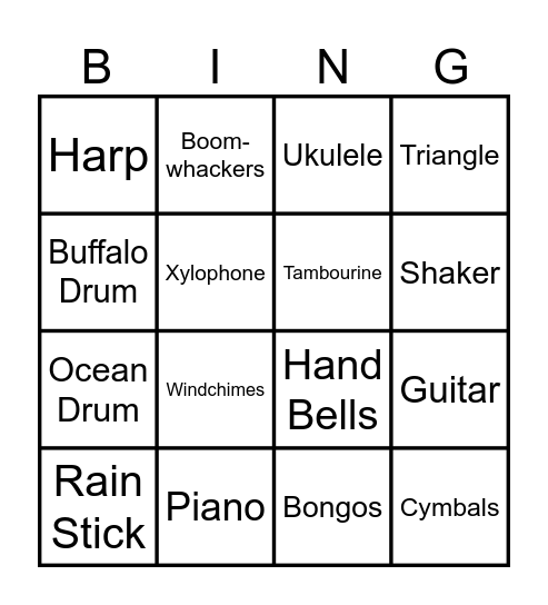 Instrument Bingo Card