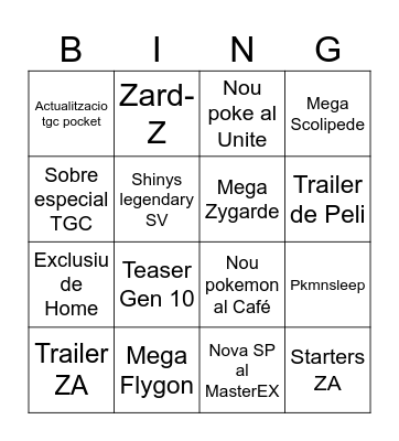 Pokemon Day Bingo Card