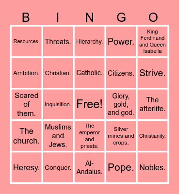 Spanish Bingo Card
