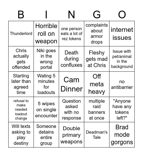 Master VoG Bingo Card