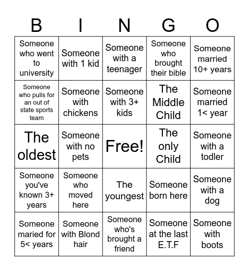 Equipping the Family Bingo Card