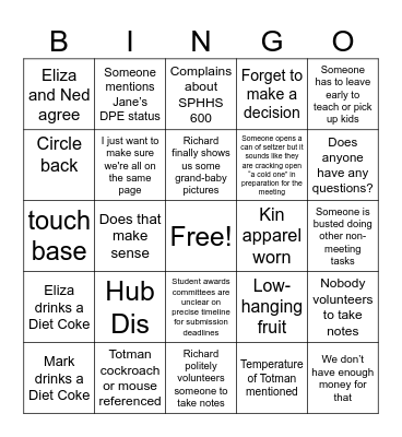Faculty Meeting: All jabs where self submitted Bingo Card