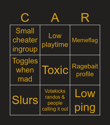 TF2 Cheater Bingo Card