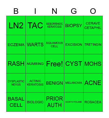 DERM ST. PATTY'S DAY BINGO Card