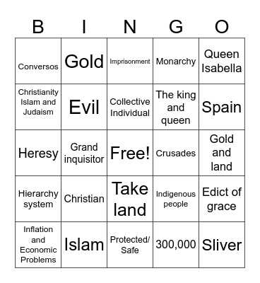 Spanish Bingo Card