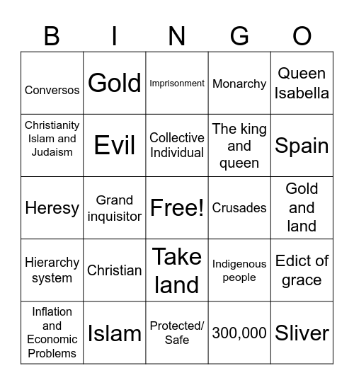Spanish Bingo Card